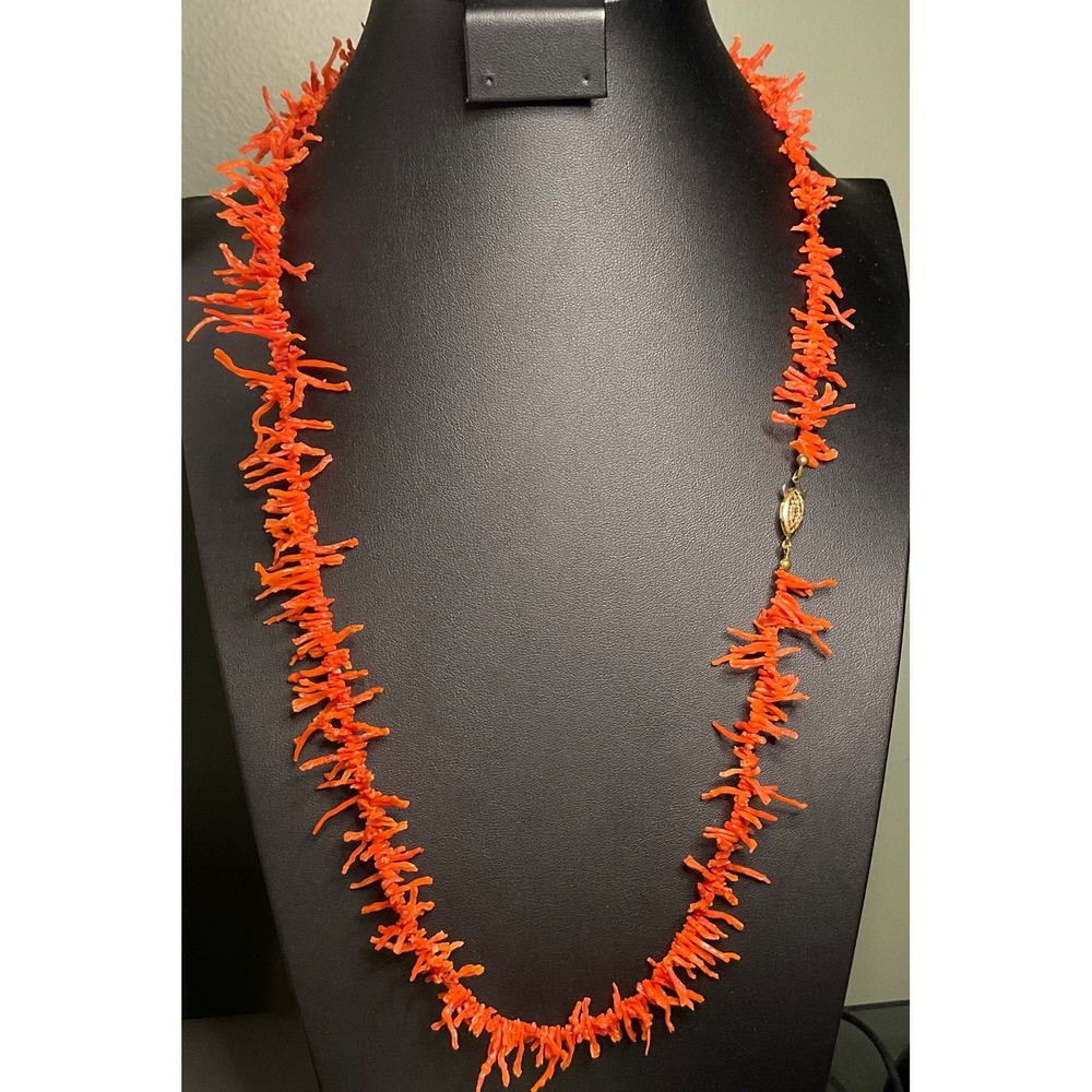 Vintage Branch/TWIG NATURAL Red Coral Necklace 28"Mediterranean Sea Italian Boho